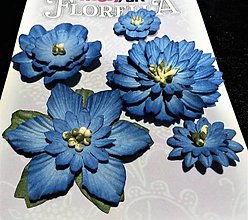 Polotovary - Florella - dekoračné kvety - modrá - 7757390_