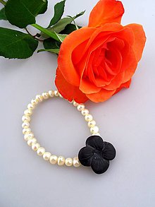 Náramky - perly pravé ónyx matný náramok - nočný kvet - 7754730_