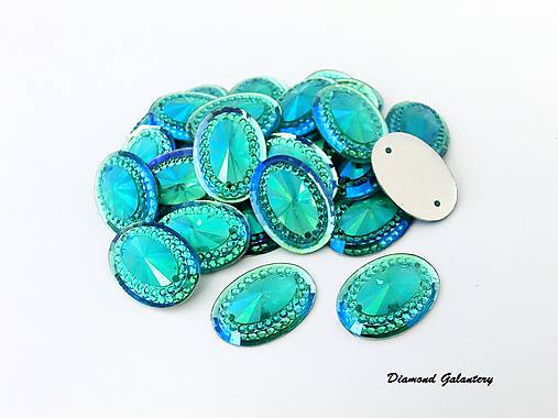 Galantéria - Našívacie kamienky - 13x18 mm - Tyrkys AB - 7759028_