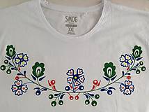 Topy, tričká, tielka - Folkové dámske maľované tričko (pestrofarebné prevedenie) - 7767372_
