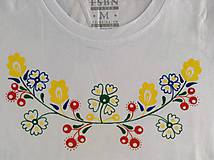 Topy, tričká, tielka - Folkové dámske maľované tričko (pestrofarebné prevedenie) - 7767374_