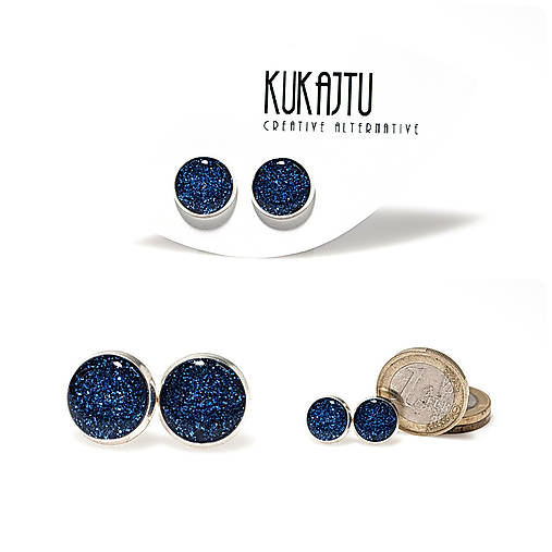 Náušnice - TRBLIETAVÉ tmavo-modré - 7770815_