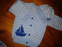 Detské oblečenie - svetrík, čiapka - námorník - 7776671_
