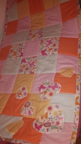 Detský textil - Pestrofarebná  patchwork deka  srdce - 7777271_