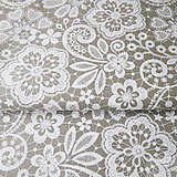 Textil - tmavosivá kvetovaná výšivka, bavlnená látka 50 x 140 cm - 7774815_