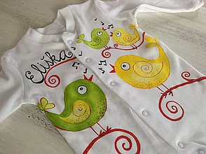 Detské oblečenie - Vtáčikové pyžamko s menom (Dievčenské) - 7781313_