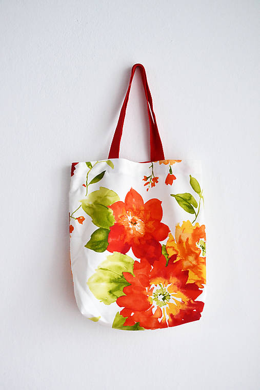  - Kvetovaná taška na nákupy - oranžová - 7784496_