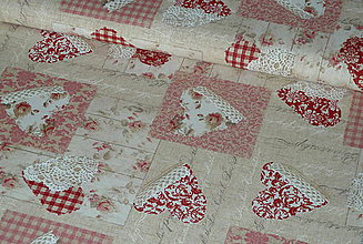 Textil - Látka Čipkované srdce patchwork červené - 7788694_