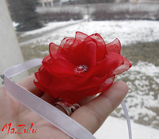 Náramky - svadobný náramok v červenom - 7792196_