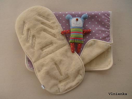 Detský textil - MERINO súprava do kočíka podložka a deka Bodka ružová - 7792401_