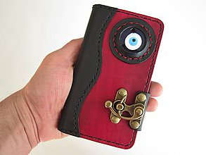Na mobil - Steampunk kožené púzdro na mobil s amuletom - 7792829_