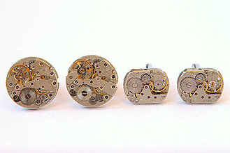  - Steampunkové manžetové gombíky, hodinkové, strojčekové - 7799101_
