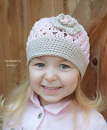 Detské čiapky - Prechodná čiapka ... "ružovo - béžový sen" - 7807337_