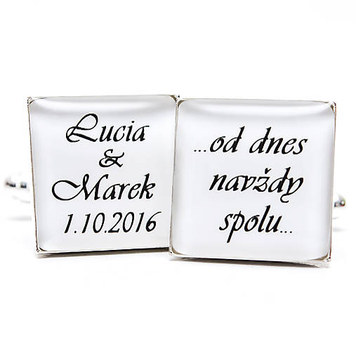 Pánske šperky - Od dnes navždy spolu (štvorcové - bronzové lôžko) - 7808193_