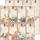 Papier - VÝPREDAJ! Reprint - Spring Tags (papier s menovkami s vintage kvetmi, 12x12) - 7815517_