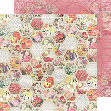 Papier - VÝPREDAJ! Reprint - Flower Hexagon (papier na scrapbooking s viktoriánskymi kvetmi,12x12) - 7815503_