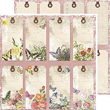 Papier - VÝPREDAJ! Reprint - Spring Tags (papier s menovkami s vintage kvetmi, 12x12) - 7815517_