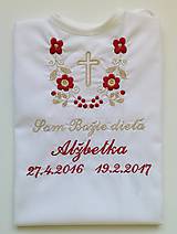 Detské oblečenie - košieľka na krst K14 bordovo-zlatá s krížikom - 7812487_