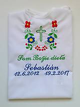 Detské oblečenie - košieľka na krst K14 modro-zelená s krížikom - 7812691_