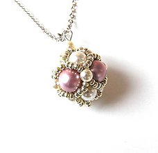 Náhrdelníky - Prívesok s ružovou perlou - 7821455_
