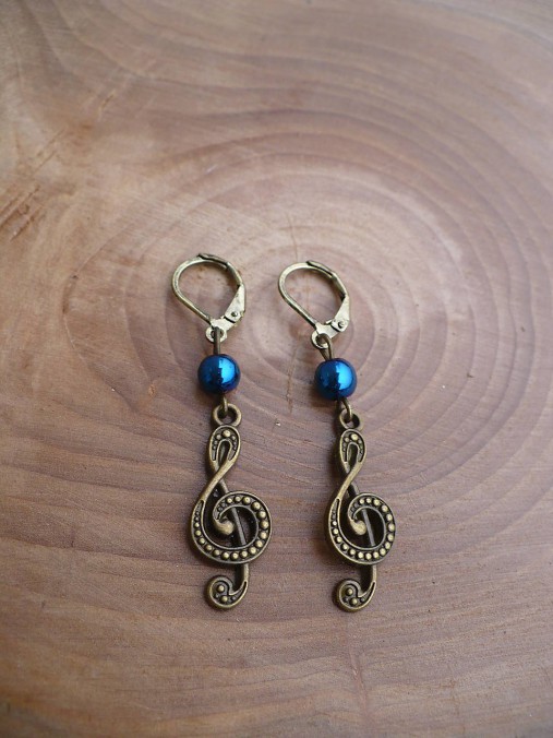 Náušnice - náušnice huslové kľúče - 7823338_