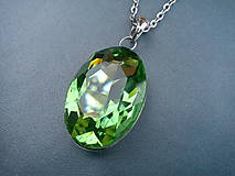Náhrdelníky - Náhrdelník - Crystal zelený/rhódiované striebro-zľava 30% - 7826386_