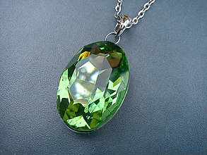 Náhrdelníky - Náhrdelník - Crystal zelený/rhódiované striebro-zľava 30% - 7826386_