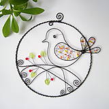 Dekorácie - veľký jarný kruh s vtáčikom - 7830281_