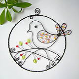 Dekorácie - veľký jarný kruh s vtáčikom - 7830282_