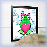 Grafika - Žabky, pozadie voda (Zamilovaná žabka so srdiečkom) - 7832286_