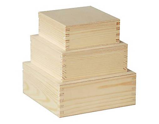  - Sada štvorcových drevených krabičiek -3 v jednom - 7835602_