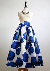 Sukne - sukňa veľké modré kvety - 7854153_