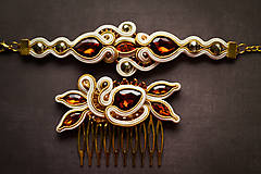 Sady šperkov - A Touch of Honey - náhrdelník, náušnice, náramok a hrebienok - 7852759_