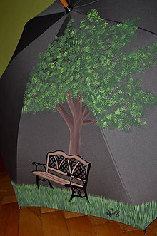 Iné doplnky - ručne maľovaný dáždnik- lavička - 7852350_