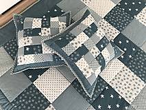 Úžitkový textil - Prehoz, vankúš patchwork vzor azurovo zelená s bielou ( rôzne varianty veľkostí ) - 7856052_