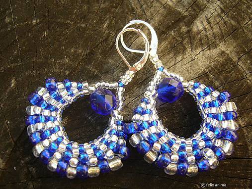 Náušnice - Vejáriky KOBALTOVO STRIEBORNÉ - 7855070_