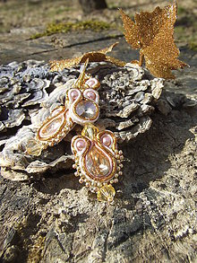 Náušnice - Náušnice v zlatom šate "earrings in gold garb" - 7866195_