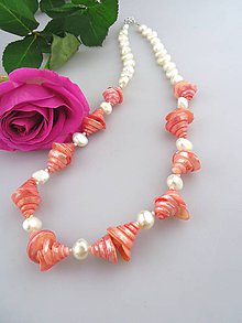 Náhrdelníky - perly pravé mušle a striebro náhrdelník - 7865091_