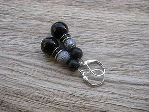 Náušnice - Perlové väčšie (Čierno sivé perlové č.772) - 7866777_