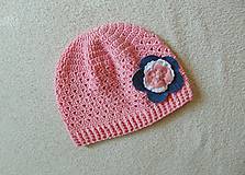 Detské čiapky - Ružová s kvetom :) - 7868442_