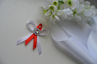 Svadobné pierka - svadobné pierko bielo červené - 7869400_