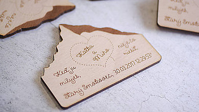 Papiernictvo - Gravírované drevené svadobné oznámenie Hory - 7868719_