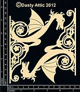 Papier - VÝPREDAJ! Dusty Attic - Dragon Sconce - Drak stredoveký vývesný štít (lepenkové výrezy) - 7870132_