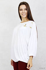  - Dámske tričko biele BAMBUS 04 zlatá potlač VTÁKY - 7873748_
