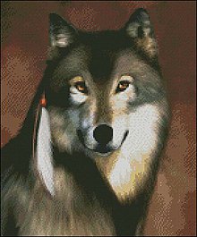 Návody a literatúra - M017 Indiánsky vlk - predloha na vyšívanie - 7880556_