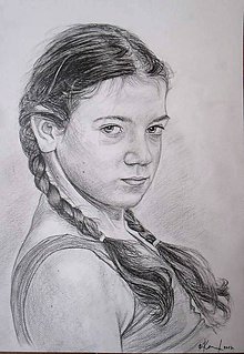 Kresby - dievča s vrkočmi - portrét A3- rezervácia Saška - 7879318_