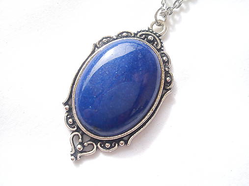 Náhrdelníky - Náhrdelník - Mountain Jade lapis blue/Rh - 7883696_