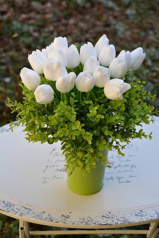 - Tulipán biely (textilný 9 ks) - 7882909_