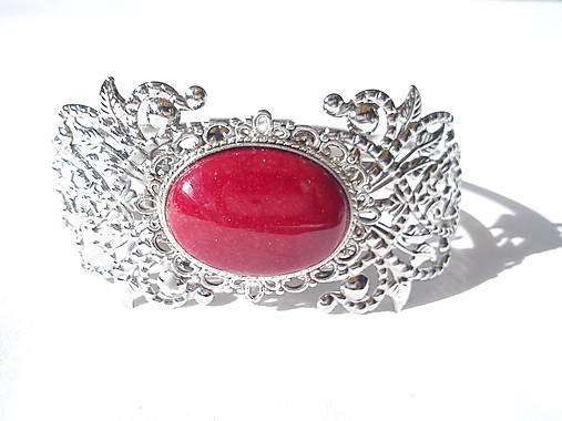 Náramky - Náramok - Mountain Jade red - 7887179_