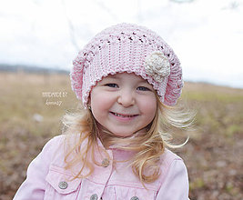 Detské čiapky - Prechodná bavlnená baretka ... " jemná ružová " - 7892271_